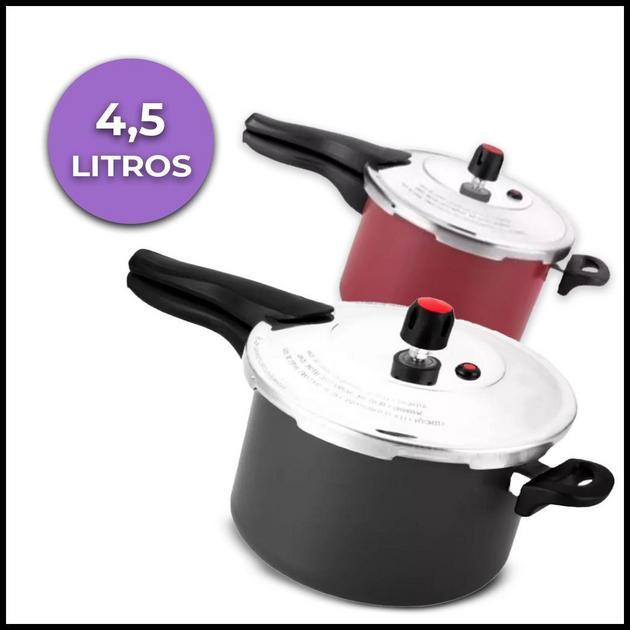 Panela Pressão Fechamento Externo Alegrete Cinza/Vermelha 4,5 l