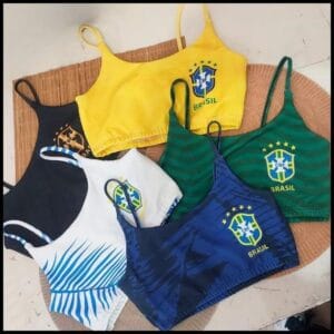 Cropped Top Alça Fina Feminino fitness Copa 2026 ESTHER BRAZIL
