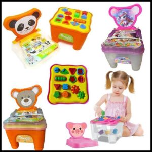 Cadeirinha Bichinhos Mesa Didática Infantil Bebê Com Atividades Educativa Encaixe Cubos Engrenagens