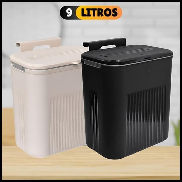 Lixeira Cesto de Lixo 09 Litros Automática Suspensa Rose Preta Banheiro Cozinha Escritório Quarto