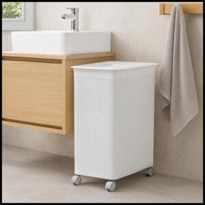 Cesto Organizador Rattan com Rodas Roupeiro 50L Niquelart N625