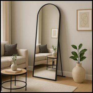 Espelho Corpo Inteiro 40cm x 120cm Grande De Chão Portal Moldura Couro Decoração Sala Loja Closet