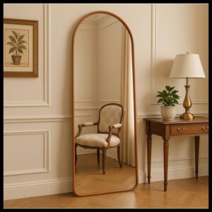 Espelho Corpo Inteiro 40cm x1m Capela Grande De Chão Moldura Couro Decoração Sala Lavabo Closet Loja