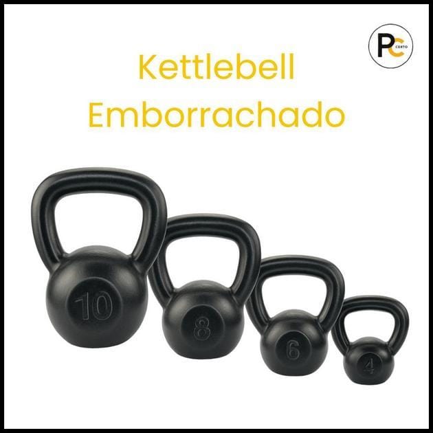 Kettlebell Emborrachado 4,6,8,10kg Academia Musculação Crossfit Treino Casa Peso Fisioterapia