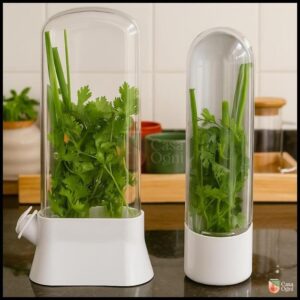 Pote Conservador Ervas Frescas Temperos Herbário Cápsula de Plástico Geladeira Preserva Sabor