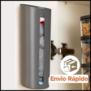 Porta Sacola Cinza Dispenser de Parede Puxa Saco Envio Rápido