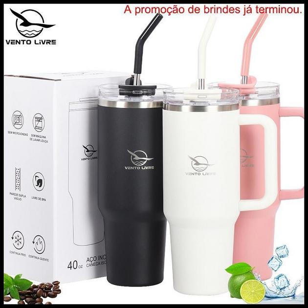 VENTO LIVRE Copo Térmico Inox Portátil 1200ml/1,2L Garrafa Térmica Inoxidável com Tampa e Canudo(Sem brindes 90ml)