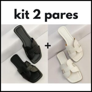 Kit 2 pares Sandália Rasteira Feminina Tendência Moderna