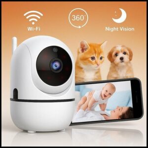 Babá Eletrônica Câmera De Seguraca Wi-Fi 1080p Pet Giratória Visão Noturna Infravermelho Microfone