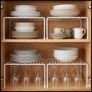 Kit Organizadores de Armario Aramado Cozinha Prateleira Pratos Copos Armário