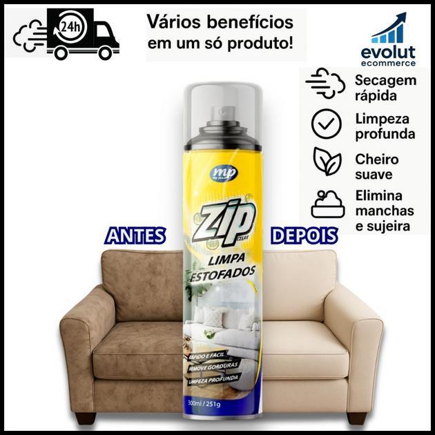 Espuma Spray Zip Clean 300ml Limpa a Seco Sofá, Estofado, Banco de Carro Limpeza Profunda