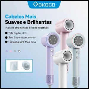 GOKOCO Secador de Cabelo GD029 Alta Velocidade Secador íons negativos Profissional 1500W de 2 Minutos Secagem Rápida