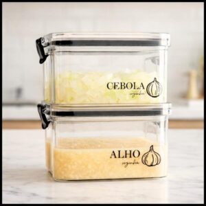 Potes Multiuso Herméticos Geladeira 460ml/950ml - Porta Mantimentos, Porta Alho, Porta Cebola e muito mais