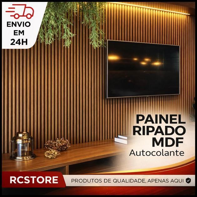 Kit Até 100 Placas Painel Ripado Autocolante Decoração Adesivo 45x11 Para Parede Sala Elegante