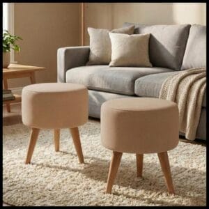 Puff Redondo Pé Palito Kit E Unidades Assento Estofado Apoio Para os Pés