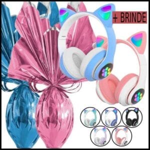 Ovo de Páscoa Infantil 250 Gramas Ao Leite + Fone de Ouvido Gatinho Menino Menina Presente + Brinde