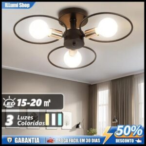 Luminária De Teto De Ferro Minimalista Moderno,3 Core em 1,Lustre Criativo Sala Salão Cozinha Quarto