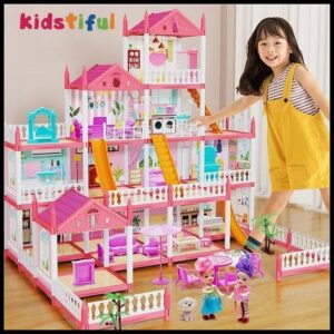 Casas De Boneca DIY 14 Quartos 2 Bonecas Villa Princesa Castelo Presente De Aniversário Casa De Brinquedo