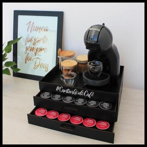 Bandeja com 2 Gavetas Porta Cápsulas Café Dolce Gusto Preta 48 Cápsulas - Box Fan