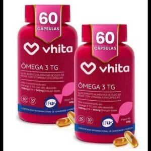 Ômega 3 1000mg TG - Importado e Rico EPA DHA Com Selo IFOS e Vitamina E de 60 cápsulas Vhita 2 unidades