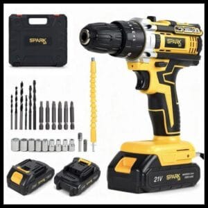 Furadeira Parafusadeira Impacto SparkBr AMGPR01 21V 26 Acessorios 2 Baterias Cm LED Maleta Profissional Recarregavel