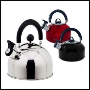 Chaleira Inox 2L Grande com Apito Bico Bule de Café Várias Cores