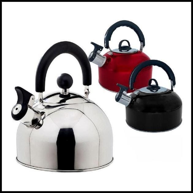 Chaleira Inox 2L Grande com Apito Bico Bule de Café Várias Cores