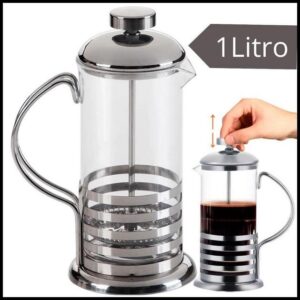 Cafeteira Prensa Francesa de Inox Vidro Cremeira para Café Leite Filtro de aço inoxidável removível