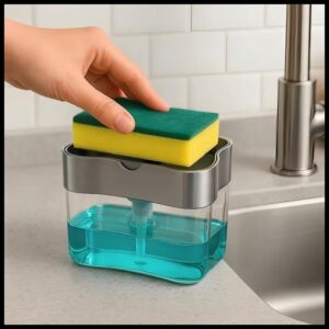 Dispense Sabão Porta Detergente 2 em 1 Suporte Bucha Esponja Limpa Cozinha Limpeza Sabão Com Esponja