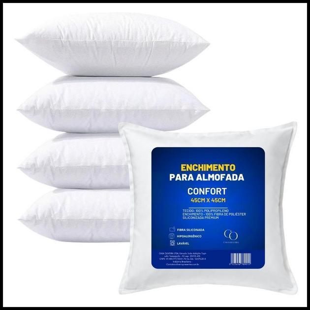 Almofadas Decorativas Para Sofá Cheias Kit 2 4 6 10 Unidades Fibra Siliconada Tamanho 45x45
