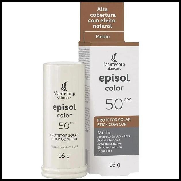 Protetor Solar Facial Episol Fps 50 Color Stick Médio 18g