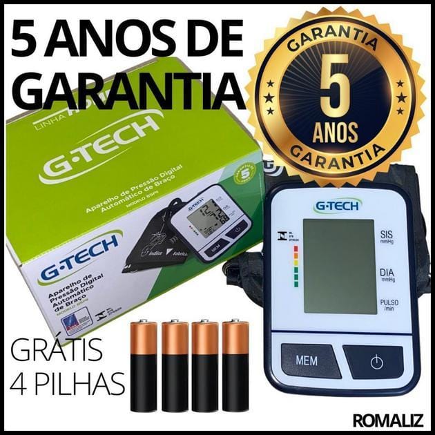 Aparelho Medidor De Pressao Digital De Braco Automatico Bsp11 G-Tech Com Braçadeira