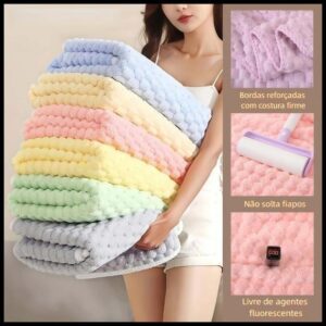 Toalha de Banho Microfibra Coral 70x140cm, Alta Absorção, Toque Macio e Secagem Rápida