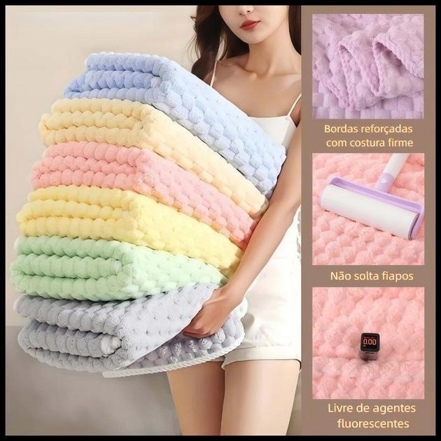 Toalha de Banho Microfibra Coral 70x140cm, Alta Absorção, Toque Macio e Secagem Rápida