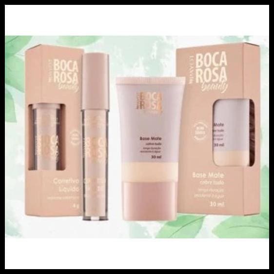 Conjunto de Beleza Boca Rosa Primer Matte + Corretivo de Alta Cobertura