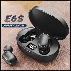 E6S Cor Preta Fones De Ouvido Sem Fio TWS Bluetooth Com Microfone Estéreo Som Cancelamento Ruído LED Display Digital Fon