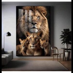 Quadro Decorativo Família Leão Filhotes Sala Quarto Hall - NoBrand