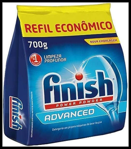 Finish Advanced Detergente para Lava Louças em Pó, Limpeza Profunda, Refil 700g