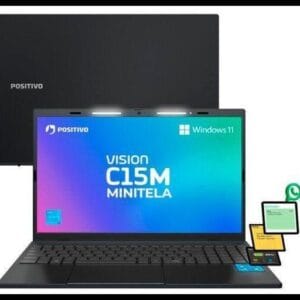 Notebook Positivo Vision C15M Intel Celeron N4500 Windows 11 Home 4GB RAM 128GB eMMC Tela 15" Full HD IPS Antirreflexo Minitela e Tecla Copilot Cinza