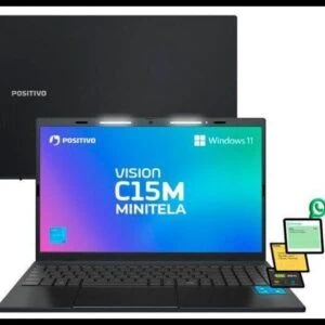 Notebook Positivo Vision C15M Intel Celeron N4500 Windows 11 Home 4GB RAM 128GB eMMC Tela 15" Full HD IPS Antirreflexo Minitela e Tecla Copilot Cinza