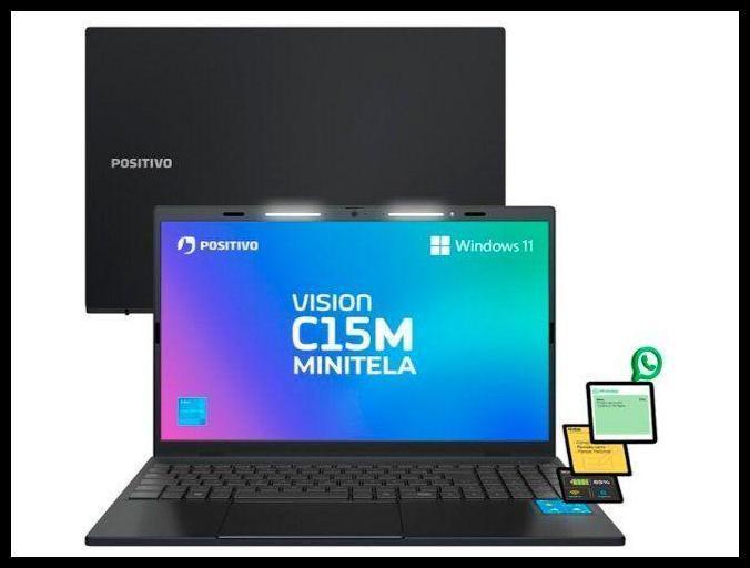 Notebook Positivo Vision C15M Intel Celeron N4500 Windows 11 Home 4GB RAM 128GB eMMC Tela 15" Full HD IPS Antirreflexo Minitela e Tecla Copilot Cinza