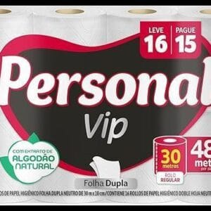 Personal Papel Higiênico Vip Folha Dupla, 16 Unidades Branco (Embalagem Pode Variar)