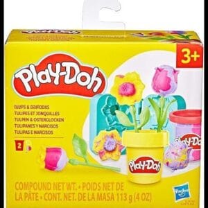 Play-Doh, Massinha de Modelar Infantil, Florzinhas Tulipas e Narcisos - Conjunto de Brinquedo com Acessórios e 2 Potes - A partir de 3 Anos