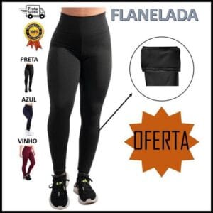 Calça Legging Feminina Flanelada Forrada Peluciana Premium