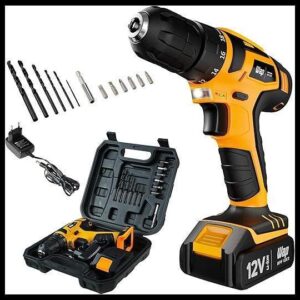 WAP Parafusadeira e Furadeira à Bateria 12V BPF-12K3, Kit de 13 Acessórios e Maleta, Empunhadura Emborrachada, Bivolt