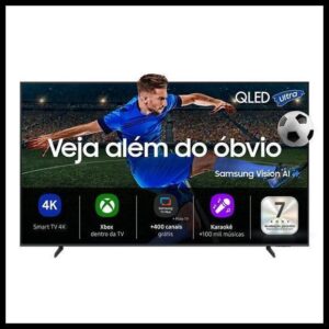 Samsung Vision AI TV 55" QLED Ultra 4K QEF1 2025, Pontos Quânticos, Processador com AI, Art Store, Alexa