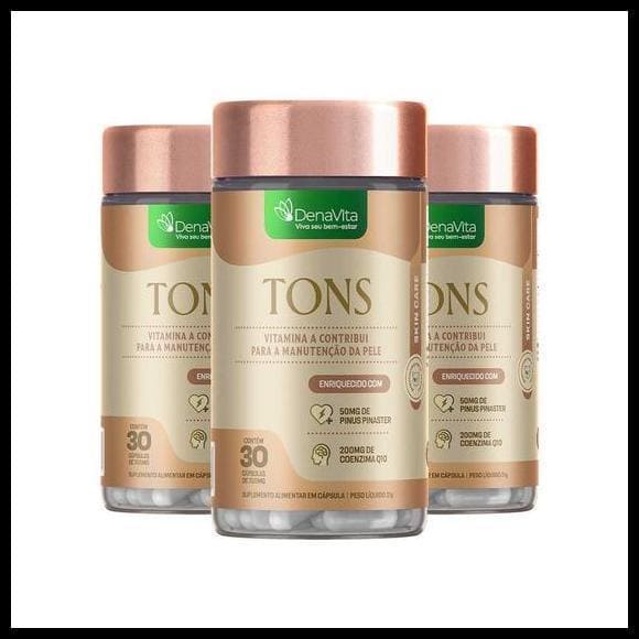 Kit 3x Tons Suplemento Para Melasma e Rosácea, Clareador De Manchas e Uniformizador De Pele Denavita