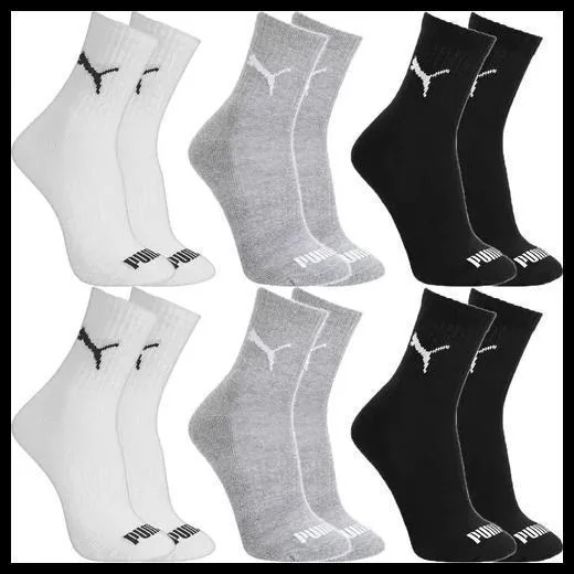 Kit 6 Pares Meias Puma Cano Médio Alto Atoalhada Original
