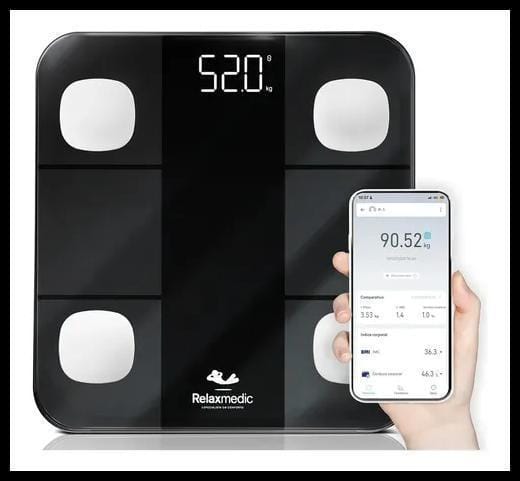 Balança Digital Corporal Bioimpedância Aplicativo Bluetooth Relaxmedic