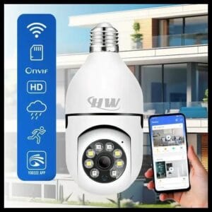 Câmera De Segurança Wi-fi 360° Hw Lâmpada E27 Full Hd Visão Noturna Colorida Áudio Sensor Movimento Ip